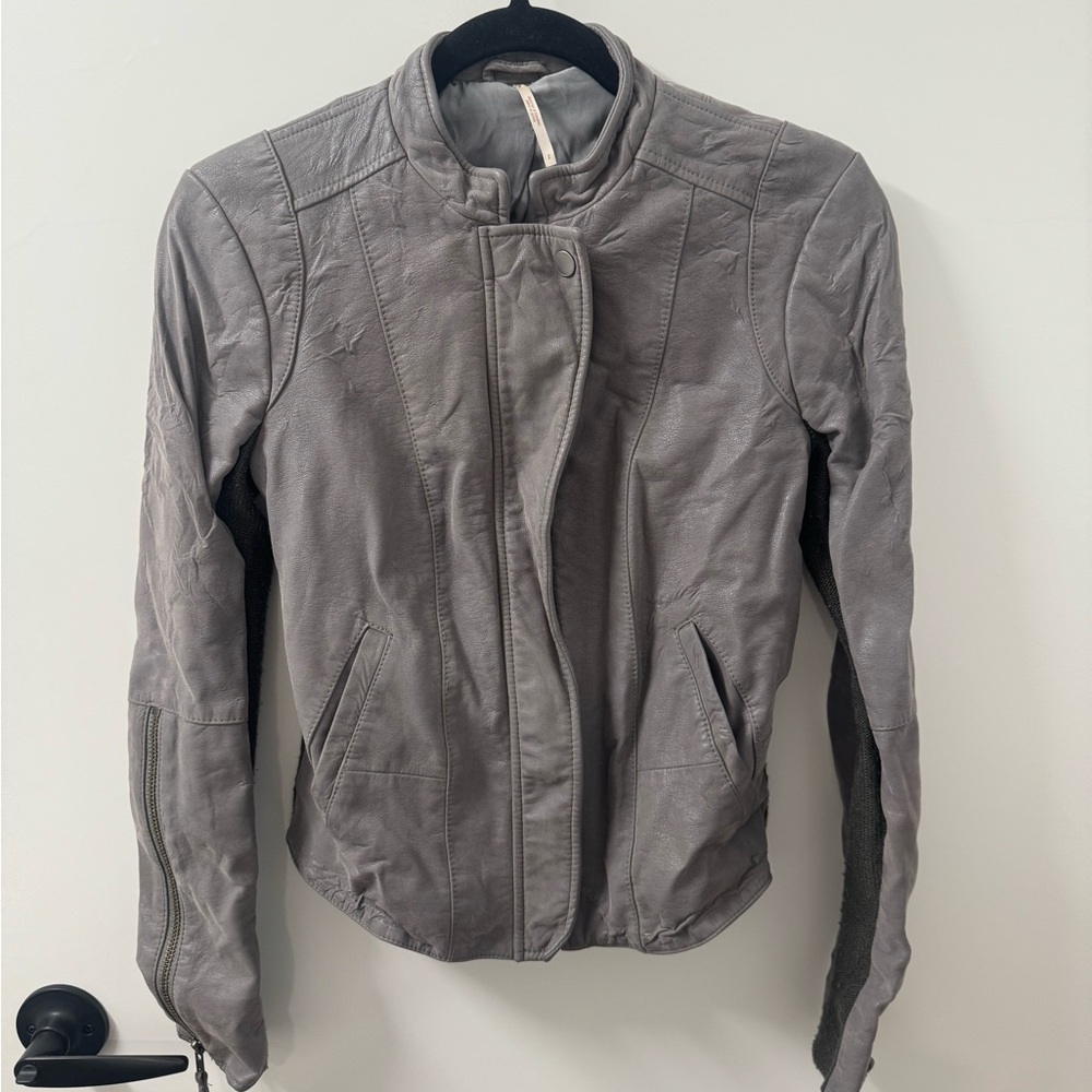 Free People Gray Moto Jacket